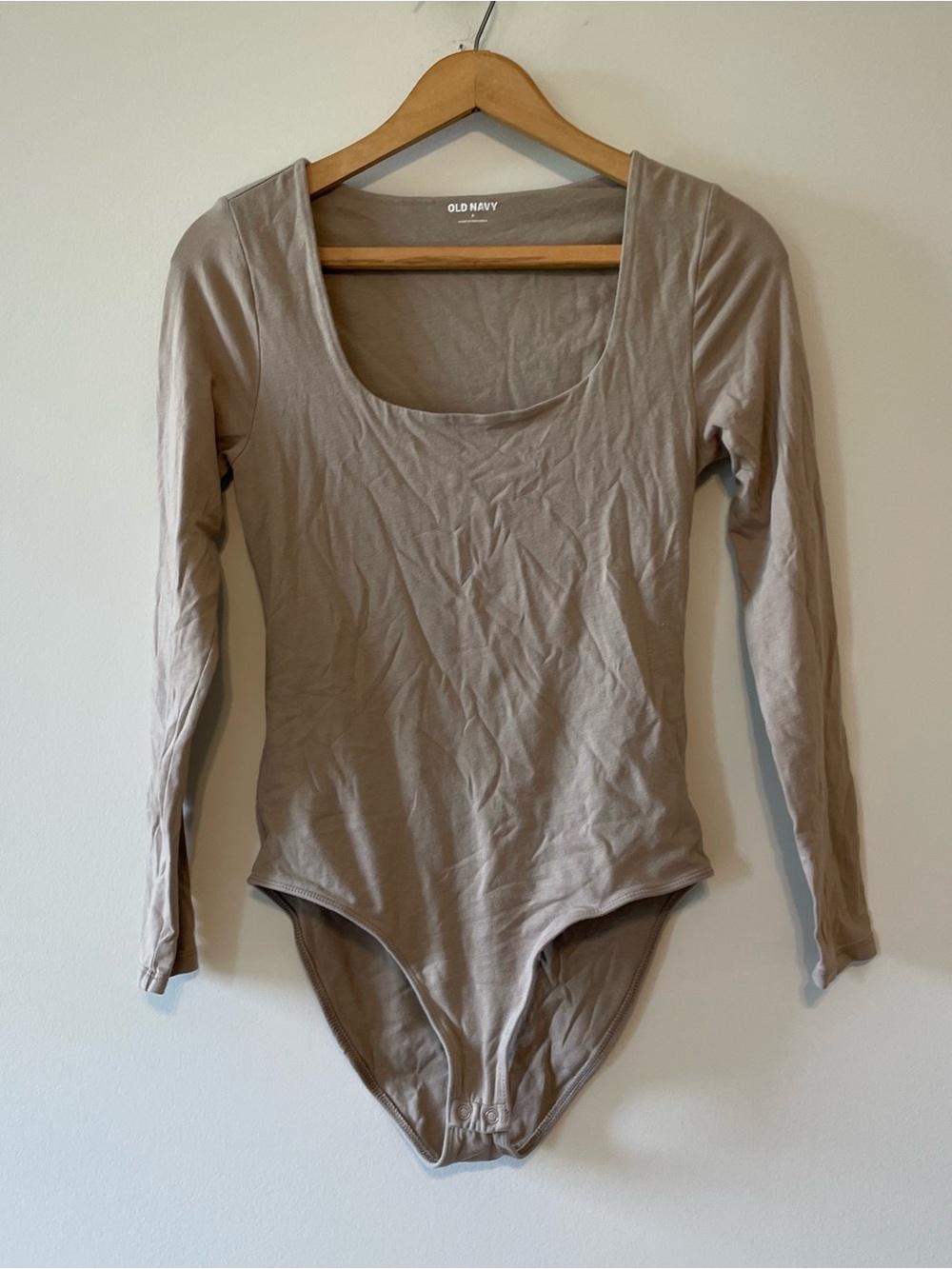 Light Brown Bodysuit Size Small Long Sleeve Scoop Neck